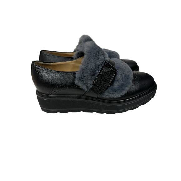 Women’s Norma J Baker Black & Gray Loafer Fur Italian Leather Shoes EU 39 US 8.5 - Picture 8 of 12
